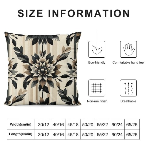 Ulloord Brown Tan Black pillow Covers Dahlia Floral Decor Throw pillows Spring Summer Modern Geometry Flower Outdoor Decorative Cushion Cases for Sofa Couch Bed Decorations