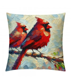 Ulloord  Vintage Watercolor Red Birds pillow Covers Cardinal Bird Pattern Decorative pillowcase Decor Home Cushion Cover for Sofa