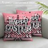 Ulloord Pink Happy Easter pillow Covers Black and White Buffalo Check Plaid Rabbit Bunny Easter Home Decor Throw pillow Cases Cute Animals Farmhouse Outdoor Sofa Couch Cushion Cover