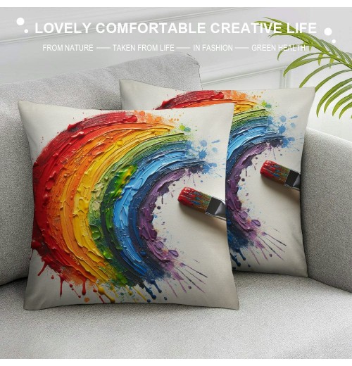 Ulloord  Rainbow Throw pillow Covers Home pillow Cover Colourful Rainbow pillow Case Hidden Zipper Closure Cushion Cover for Sofa Couch Bedroom Decor pillowcases(Rainbow)