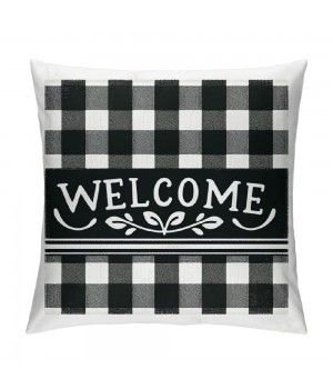  Fall Buffalo Plaid pillow Covers pillow Case Black and White Grid Square Farmhouse Cushion Cover for Sofa Couch Bedroom ()