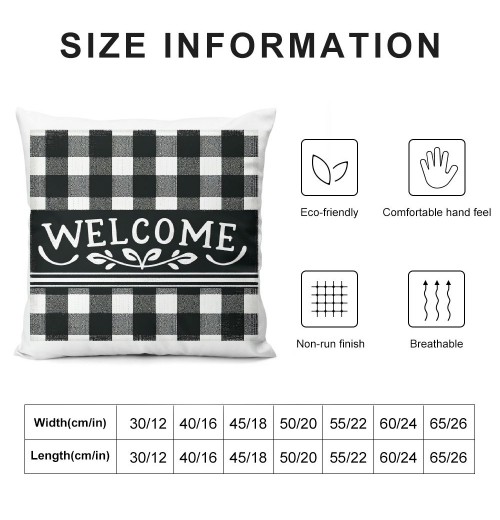  Fall Buffalo Plaid pillow Covers pillow Case Black and White Grid Square Farmhouse Cushion Cover for Sofa Couch Bedroom ()