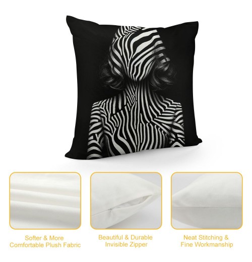 Ulloord Black and White Zebra Stripe Throw pillow Covers Summer Tropical Jungle Animals African Wildlife Exotic Decorative pillow Cases Cushion Cover for Sofa Couch Home Decor