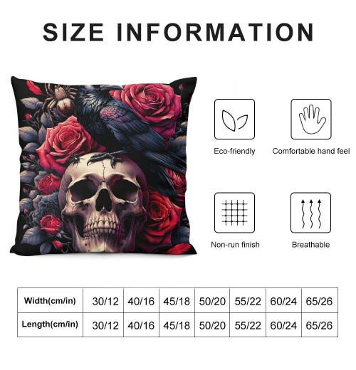 Ulloord Halloween pillow Cover Sugar Skull Rose Flowers Skeleton Halloween All Saints Day Goth Gothic Crow Spider Throw pillow Case Decorative Cushion Covers