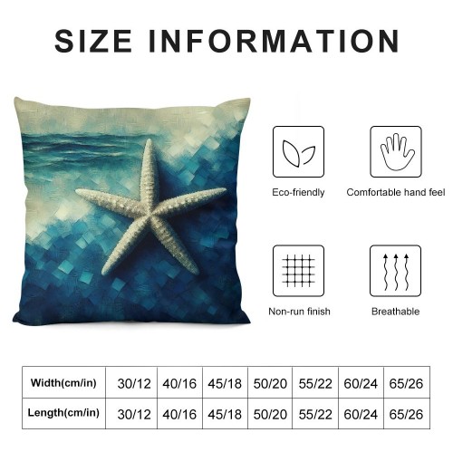 Ulloord  Vintage Starfish pillow Cover Ocean Blue Series Nautical Decorative pillow Covers Beach Theme Cushion Cover Home Decor pillowcase