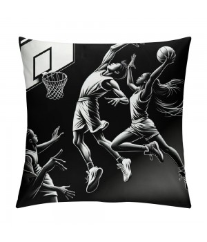 Ulloord  Basketball Throw pillow Covers&nbsp;Men are Playing Basketball Pattern Decorative pillow Case Cushion Cover Ball Lover Gift Decor Home Sofa (Black Basketball Set)