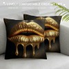 Ulloord  Gold Sexy Lip Throw pillow Covers Black Gold Lips Pattern Design Decorative pillow Case Super Soft Rock Punk Neoclassical Style Cushion Cover for Home Sofa