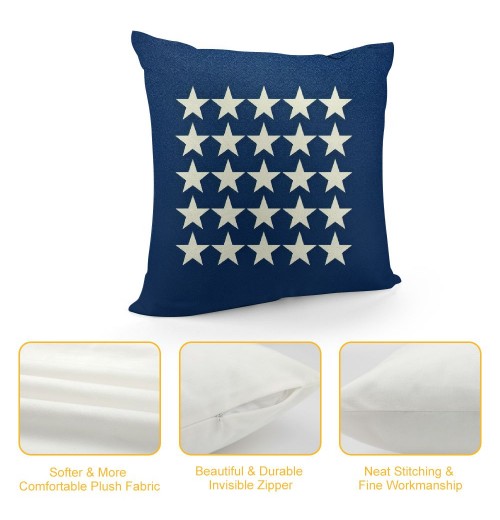 Ulloord  Patriotic July 4th Throw pillow Covers Geometric Stars Square Cushion Cover USA Star pillow Cases Navy Blue Background pillowcases for Couch Sofa Bed Car