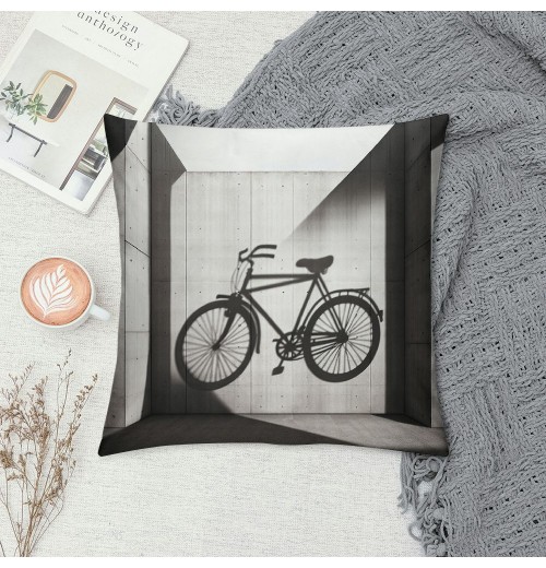 Ulloord pillow Cover Black Bicycle pillowcase Square Retro Bike Cushion Cover Outdoor Decor Home Sofa Couch Bedroom