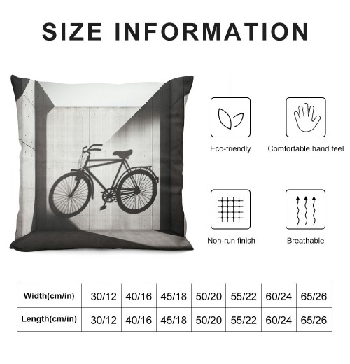 Ulloord pillow Cover Black Bicycle pillowcase Square Retro Bike Cushion Cover Outdoor Decor Home Sofa Couch Bedroom