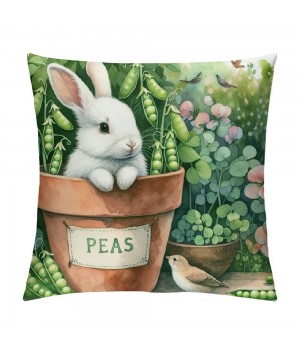 Ulloord  Hello Spring pillow Covers Animal Lovely Bunny&nbsp;Butterfly Birds with Spring Greenery Decorative Throw pillow Covers pillow Case for Home Office Outdoor Indoor