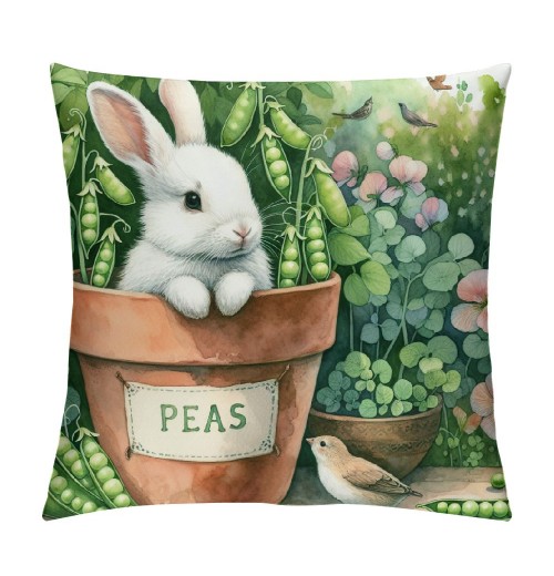 Ulloord  Hello Spring pillow Covers Animal Lovely Bunny&nbsp;Butterfly Birds with Spring Greenery Decorative Throw pillow Covers pillow Case for Home Office Outdoor Indoor