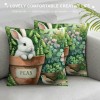 Ulloord  Hello Spring pillow Covers Animal Lovely Bunny&nbsp;Butterfly Birds with Spring Greenery Decorative Throw pillow Covers pillow Case for Home Office Outdoor Indoor