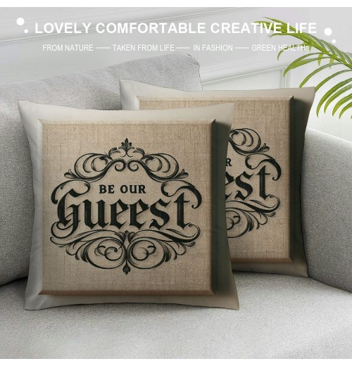 Ulloord Be Our Guest Quote pillow CoverSquare Home Decorative Throw pillow Case Cushion Covers