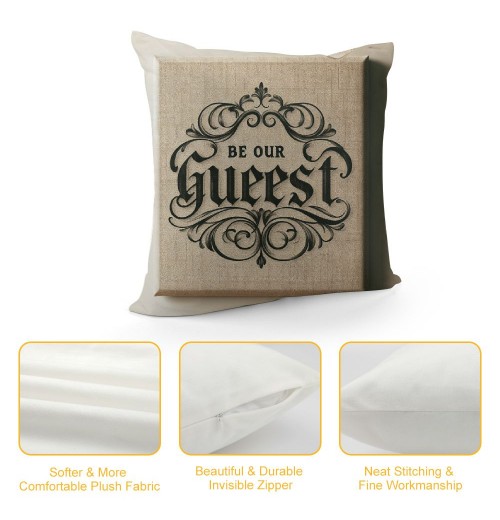 Ulloord Be Our Guest Quote pillow CoverSquare Home Decorative Throw pillow Case Cushion Covers