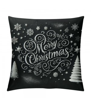 Ulloord Merry Christmas Trees Black White Snowflake Throw pillow Covers Winter Xmas Square Decorative pillow Cases Cushion Cover Outdoor Decorations Sofa