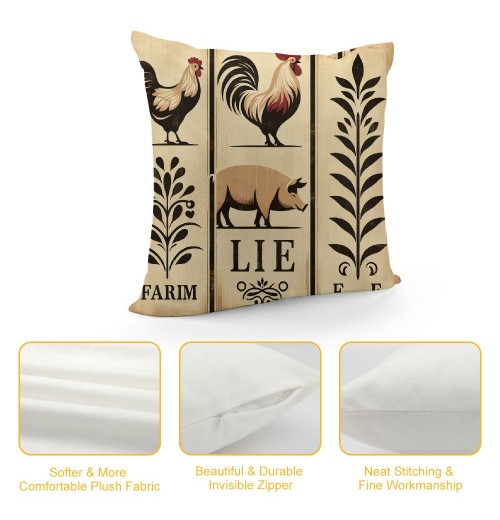 Ulloord pillow Covers Farm Animal Pig Cow Decorative pillow Case Cushion Cover for Outdoor Home Decor Sofa Bedroom Car pillow Cover