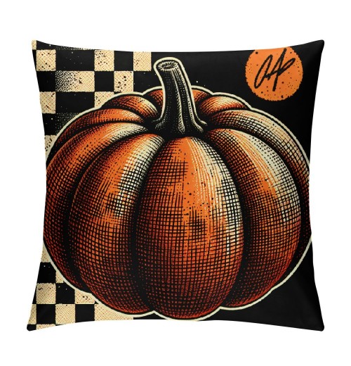 Ulloord  Fall pillow Cover Orange Pumpkin with Black White Buffalo Plaids Stripe Throw pillow Covers for Fall Decor Autumn Farmhouse Thanksgiving Decorative pillow Cases for Sofa Couch