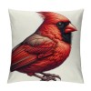  Throw pillow Covers Oil Painting Lovely Cardinal Bird with Green Plant Super Soft Decorative pillow Cover Square White Background pillow Case for Home Sofa Couch