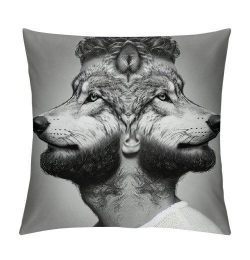 Ulloord Grey Wolf Bear Throw pillow Covers&nbsp;Modern Style Watercolor Animals Farmhouse pillows Cases Square Cushion Cover&nbsp;Standard pillowcase for Sofa