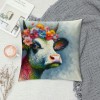 Smilayrd Farm Animal Farmhouse pillow Covers Oil Painting Lovely Cow with Decor Throw pillow Case Rustic Country Animal Cushion Cover Outdoor for Sofa