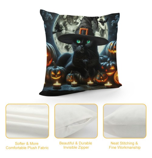  Halloween Throw pillow Case Pumpkin Decorative Home pillow Covers Witch Hat Square pillowcase Decor Men Women Sofa Bed