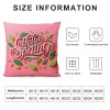 Ulloord  Hello Spring pillow Covers Pink Green Leaves Spring Farmhouse Decorative Throw pillow Cases Square Cushion Cover for Sofa Couch