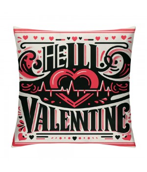 Ulloord  Hello Valentine Throw pillow Cover Red Love Heart Happy Valentine’s Day Anniversary Wedding Holiday Farmhouse Decorations pillows Cushion Case