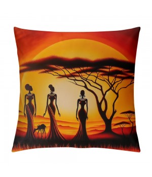  Throw pillow Covers Oil Painting African Art Ethnic Tribe Lady Livingroom Decorative pillow Cases Home Decor Square pillowcases (, OP-African)