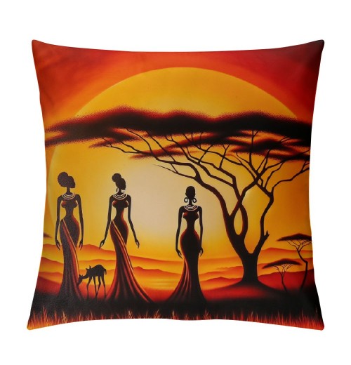  Throw pillow Covers Oil Painting African Art Ethnic Tribe Lady Livingroom Decorative pillow Cases Home Decor Square pillowcases (, OP-African)