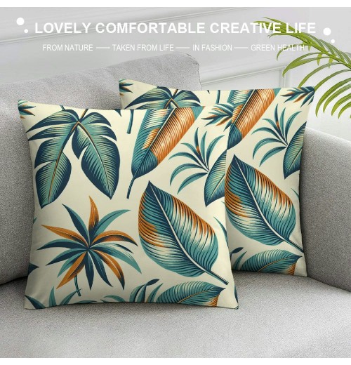 Tropical Leaves Throw pillow Covers Green Decorative pillow Cases Outdoor Cushion Covers for Sofa Couch Garden Home Decor