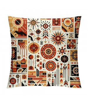 Ulloord Throw pillow Covers African Tribe Ethnic Series Patchwork Style with Cultural Ancient Motifs Print Decorative Cushion Cases Outdoor pillowcases Home Decor