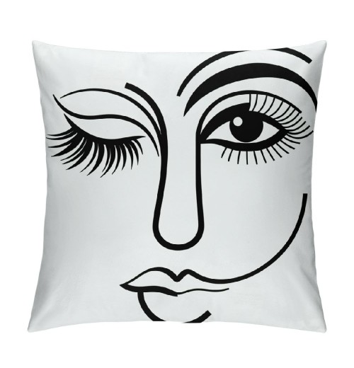 Ulloord Throw pillow Cover Wink Face Decorative pillow Covers Black Lash Eyes Eyelashes pillow Case Super Soft Happy Face Cushion Cover&nbsp;Square Modern pillowcase for Men Women Sofa