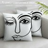 Ulloord Throw pillow Cover Wink Face Decorative pillow Covers Black Lash Eyes Eyelashes pillow Case Super Soft Happy Face Cushion Cover&nbsp;Square Modern pillowcase for Men Women Sofa