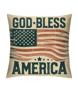 Vintage&nbsp;Independence Day pillow Covers Patriotic Quote pillow Cases Star American Flag pillowcases for Rustic Farm Home Sofa Couch