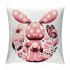  Happy Easter Rabbit pillow Covers Spring Easter Bunny Farmhouse Decoration Hello Flowers Pink Stripes Throw pillow Cover Cushion Case