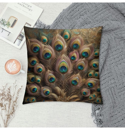 Ulloord &nbsp;Peacock Feathers Decorative Throw pillow Covers pillows Case Square Oil Painting Cushion Cover pillowcases with Zipper Home Decor&nbsp;Couch Patio Super Soft 