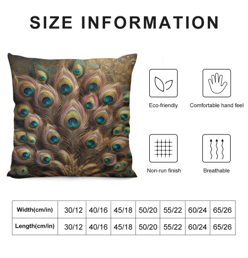 Ulloord &nbsp;Peacock Feathers Decorative Throw pillow Covers pillows Case Square Oil Painting Cushion Cover pillowcases with Zipper Home Decor&nbsp;Couch Patio Super Soft 