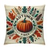 Ulloord  Wood Autumn Pumpkin Farmhouse pillow Cover Super Soft Thanksgiving Halloween Fall Harvest Decorative pillow Case Square Cushion Cover Maple Leaf Decor