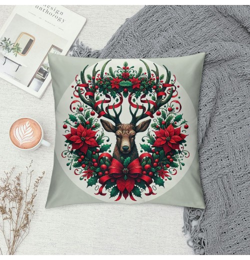 Ulloord Christmas&nbsp;Wreath Throw pillow Cover Home Couch Decorative&nbsp;Elk &nbsp;Christmas Stocking Pattern Cushion CoverWinter Theme pillowcase