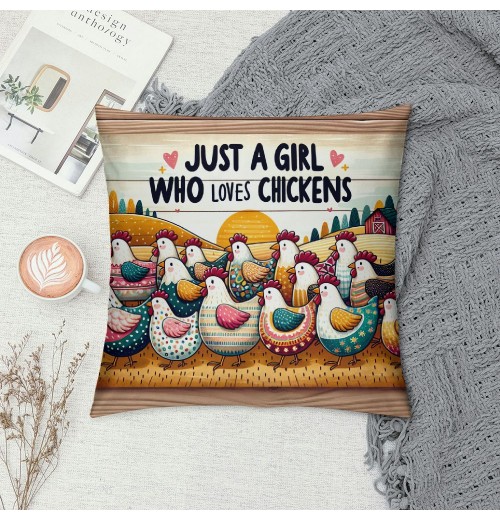 Ulloord Who Loves Decorative Throw pillow Case Cover, Funny Quote Farm Animal Chicken Decorations For Home Bedroom Girl Room Dorm Office Farmhouse,Gifts For Chicken Lovers