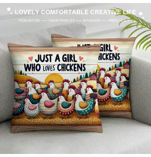 Ulloord Who Loves Decorative Throw pillow Case Cover, Funny Quote Farm Animal Chicken Decorations For Home Bedroom Girl Room Dorm Office Farmhouse,Gifts For Chicken Lovers