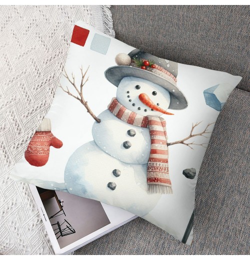 Ulloord  pillow Covers Super Soft Christmas Snowman Throw pillow Covers Xmas Party Home Decor pillowcase Cushion Cover