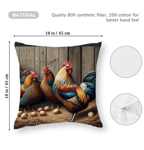  Farm Animals pillow Cover Vintage Rustic Farmhouse Watercolor Rooster Eggs pillow Cases Cushion Cover for Home Sofa Couch