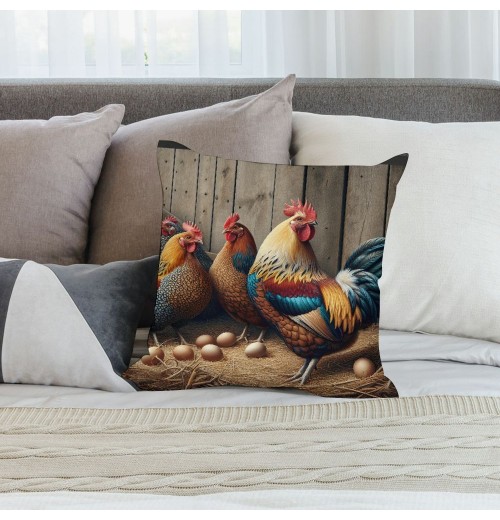  Farm Animals pillow Cover Vintage Rustic Farmhouse Watercolor Rooster Eggs pillow Cases Cushion Cover for Home Sofa Couch