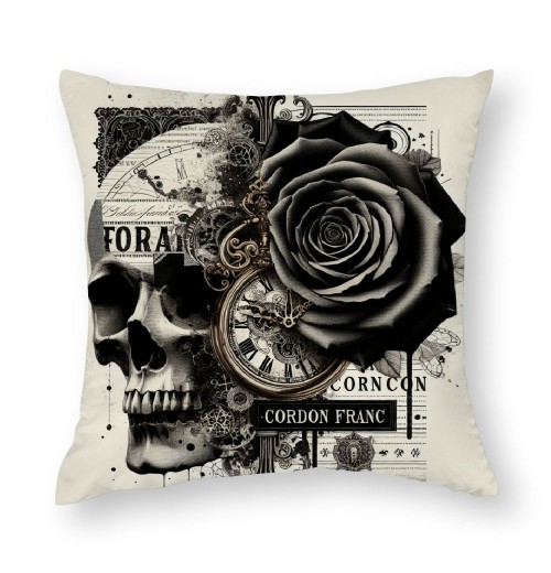 Halloween Skull pillow Covers Home Decoration Square Throw pillow Case Cushion Cover Skull Laciness Retro Style Toss Throw pillowcase for Home Halloween Party Gifts(Skull)