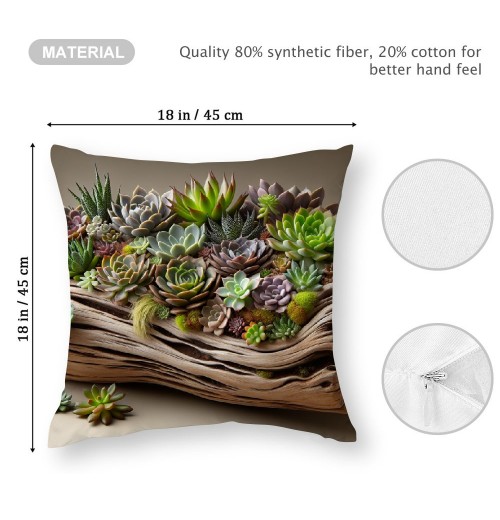 Ulloord  Throw pillow Covers Tropical Succulent Plant pillow Cover Decorative Home pillow Case Summer Leaves Green Theme Cushion Cover Decor Sofa Couch