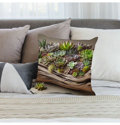 Ulloord  Throw pillow Covers Tropical Succulent Plant pillow Cover Decorative Home pillow Case Summer Leaves Green Theme Cushion Cover Decor Sofa Couch