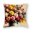 Ulloord  Floral Farmhouse pillow Covers Vintage Tulip Daisy Peonies Flowers Decorative Spring pillow Covers Outdoor Flower pillow Cases Modern Linen Cushion Cover for Sofa