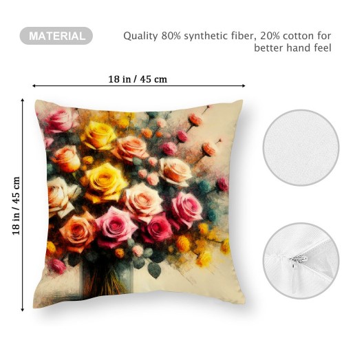 Ulloord  Floral Farmhouse pillow Covers Vintage Tulip Daisy Peonies Flowers Decorative Spring pillow Covers Outdoor Flower pillow Cases Modern Linen Cushion Cover for Sofa